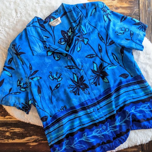 Y2K Blue Tropical Shirt - Picture 5 of 6